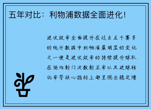 五年对比：利物浦数据全面进化！
